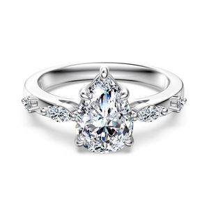 Dylam Sparkle New Design Fine Jewelry S925 <b>Silver</b> <b>Eternity</b> Band Pear Shape D VVS1 Moissanite Wedding Engagement Promise <b>Rings</b> - Product Image 1
