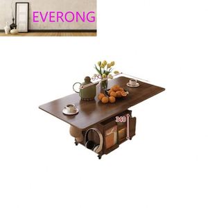 โต๊ะกาแฟเคลื่อนที่สุดหรู โต๊ะข้างโซฟาห้องนั่งเล่น ตู้เก็บของแบบมีล้อเลื่อน โต๊ะวางชาไม้จริงยอดนิยม - Product Image 6