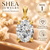 Pendentif Collier en Or Jaune Massif 10K/14K/18K avec Diamant de Laboratoire Taille Ovale 0.5-3CT Sertissage Griffe Personnalisé Certifié IGI VS VVS