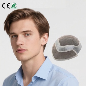 Toupee de Repuesto para Hombre AUS de Alta Calidad, 120% de Densidad, Venta al por Mayor, Cabello Remy Indio 100%, Base de Seda, Cierre de PU HD, Encaje Personalizado - Product Image 1