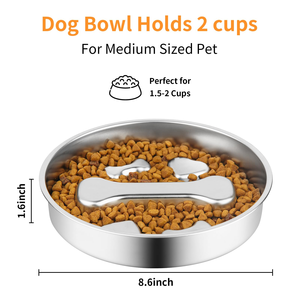 Bol pour animaux de compagnie en acier inoxydable 304, écologique, durable, à alimentation lente, épaissi, grande capacité, double face, antidérapant, robuste - Product Image 5