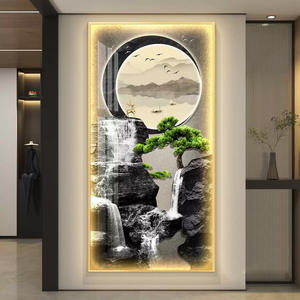 Decoração de Parede LED 3D Moderna e Atraente com Padrão Floral em Papel PP e Liga de Alumínio, Pinturas de Paisagens Iluminadas - Product Image 3