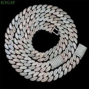 Fashion Jewelry 925 Silvet Iced Out Moissanite Prong Hip Hop Cuban Link Chain Custom Necklace Have GRA Certificate