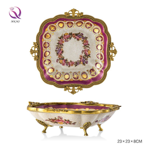 MKMJ Elegante Colección de Porcelana Real, Juego de Jarrones Decorativos de Cerámica Roja <span class=keywords><strong>Vintage</strong></span> Hechos a Mano con Detalles en Latón, Decoración de Lujo para el Hogar - Product Image 4