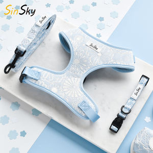 SinSky メーカー製 ソフト ツイード ドッグ ハーネス リード カラー セット ラグジュアリー デザイナー カスタム プリント デザイン ロゴ パーソナライズド ドッグ ハーネス - Product Image 1