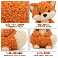 Fabricant OEM ODM de jouets en peluche personnalisés : Peluche renard orange avec queue touffue et visage brodé, marque privée, approvisionnement en gros