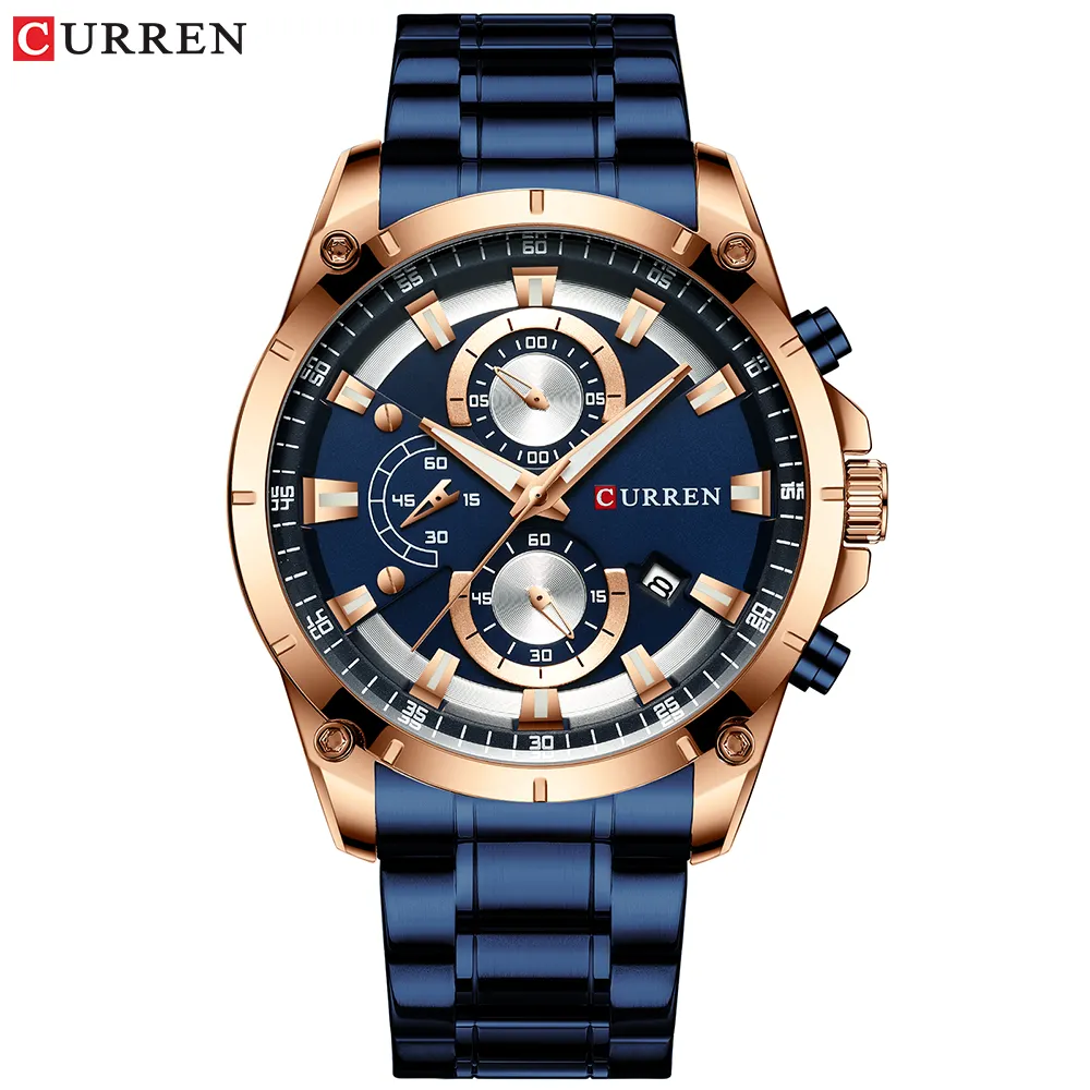 CURREN Creative Design Watches Men Luxury Casual Quartz Wristwatch with Stainless Steel Chronograph Sport Watch Male Clock