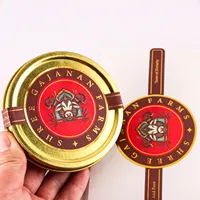 Label Kemasan Kaleng Ramah Lingkungan, Perekat Kuat, Tahan Panas, Mengkilap, Tahan Air, Cetak Logo Custom Die Cutting, Embossing