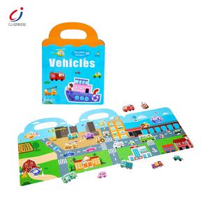 Mode enfants 3D bricolage dinosaures véhicules animal en bois éducatif magnétique puzzle montessori <span class=keywords><strong>livre</strong></span> occupé pour les enfants - Product Image 1