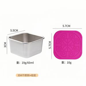 Mini-récipient carré en acier inoxydable de 60 ml, <span class=keywords><strong>portable</strong></span>, pour salade ou sauce, avec couvercle en silicone - Product Image 3