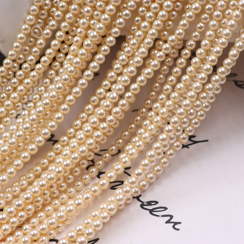 Quantidade mínimo 1 fio cada branco rosa ouro roxo 6mm vidro pérola solto contas para fabricação de jóias pulseira