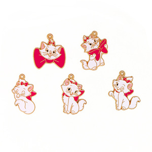 Charmant et mignon chat blanc de dessin animé anime pour accessoires DIY, idéal pour pendentif porte-clés en alliage de zinc avec technique de goutte d'huile - Product Image 5