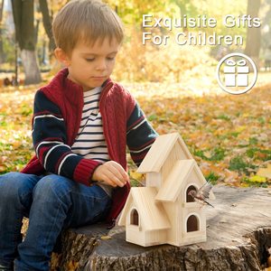 Kit Diy Atacado Bird House Decorar Artes para Pinho Exterior Casa De Pássaro De Madeira Com Ferramentas Penduradas - Product Image 5
