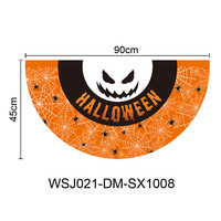 Spanduk Setengah Lingkaran Halloween 90X45Cm Bendera Gantung Poliester Hantu Labu Buatan Khusus untuk Dekorasi Pesta Dinding Pintu