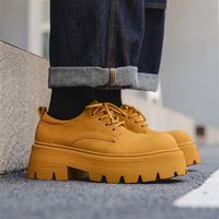 Scarpe Oxford da uomo con plateau spesso, suola robusta, allacciate, stile Derby britannico, alla moda, casual, antiscivolo, eleganti