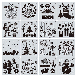 Fournitures d'art Modèle de <span class=keywords><strong>peinture</strong></span> d'art de forme personnalisée <span class=keywords><strong>Pochoir</strong></span> de <span class=keywords><strong>peinture</strong></span> en plastique pour étudiants Pochoirs de dessin de style de Noël - Product Image 2