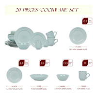 Service de table en grès de 16 pièces pour 4 personnes, vert sauge uni, avec bordure à pois en relief, assiettes, bols et tasses en céramique, style ferme vintage