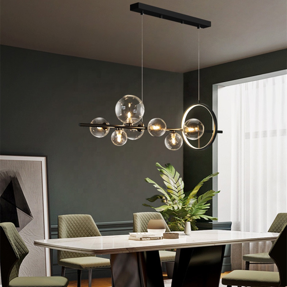 Люстра для ресторана Biumart Nordic, Современная Рыбная линия, гостиная, спальня, бар, люстра со светодиодным стеклянным освещением