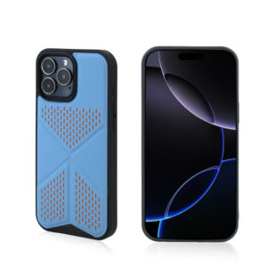 Étui de téléphone avec béquille et design ajouré respirant, coque de protection antichoc en TPU+PC pour iPhone séries 16/17 - Product Image 1