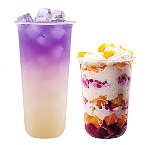 U-shaped hard plastic custom disposable foam milk tea cup Cold drink plastic cup