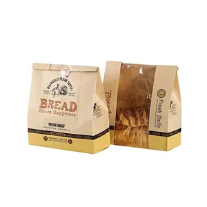 Wire rolled edge Food Grade Stand Up Pouch Transparent Window Plastic Packaging Bag For Toast Bread