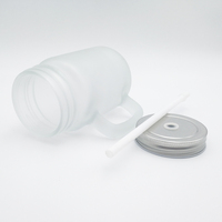 430ml Sublimatie Blank Glazen Mason Jar Mok met Tinplate Deksel en Rietje Matte Afwerking Hitte Transfer Gecoat DIY Groothandel