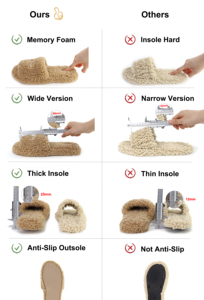 Dép lê nam lông giả lông cừu mềm mại, đế cao, màu nâu báo, chất liệu mút nhớt - Product Image 3