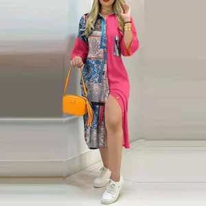 Quần Áo Nữ Váy Sơ Mi Thời Trang Váy Mới Xuân Hè In Họa Tiết Dáng Rộng Màu Tương Phản Cho Nữ - Product Image 5