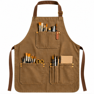 Delantal de Trabajo Color Marrón Caramelo con Bolsillos para Pinceles y Lazos Ajustables para Pintura y Manualidades - Product Image 2