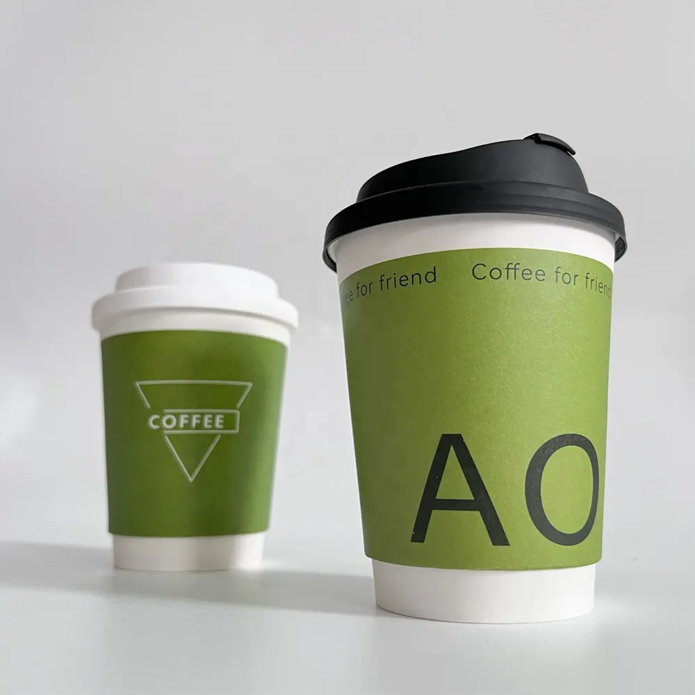 Wholesale Custom Print Biodegradable Hot Drinks Paper Cups White pink Black Heated 12 oz Disposable Paper Coffee Cups With Lids