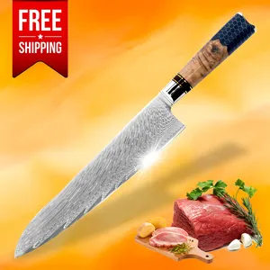 Free Shipping Japanese Vg10 67Layers Damascus Steel Chef Knife 9 Inch Restaurant Kitchen Knives With Wooden Resin Handle