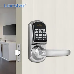 Locstar ตัวล็อคปุ่มกดดิจิทัลสำหรับบ้าน,ตัวล็อกประตูอัจฉริยะป้องกันรหัส Peep กันน้ำรหัส Mf การ์ดสำหรับอพาร์ทเมนต์