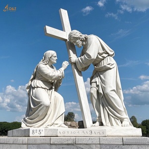 Cristiano católico famoso gran piedra tallada Jesús 14 estaciones octava estación mármol blanco Jesús Jerusalén cumple con la escultura de las mujeres - Product Image 5