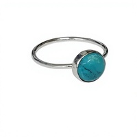Bague en argent sterling 925 avec pierre naturelle turquoise, sertie dans un cadre, minimaliste, tendance, unisexe, à porter au quotidien, pour mariage