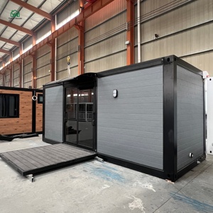 Mini maison conteneur préfabriquée pliable à aile unique, toit plat, personnalisable, de 10 pieds ou 15 pieds, pour studio mobile ou <span class=keywords><strong>appartement</strong></span> extensible - Product Image 4