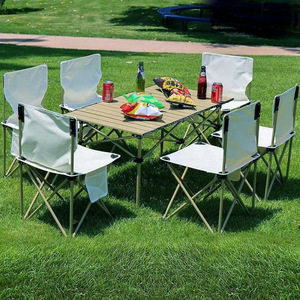 <b>Outdoor</b> <b>Foldable</b> Dining <b>Table</b> and Chairs Set Black Metal Frame Plastic Top for Picnic Camping Beach Use - Product Image 3