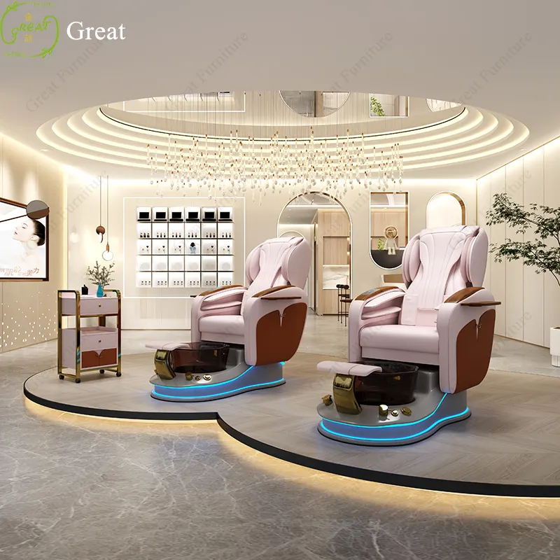 Cao cấp Nail Salon thiết bị massage điện ngả làm móng tay ghế sang trọng chân Spa Pedicure ghế với đèn LED