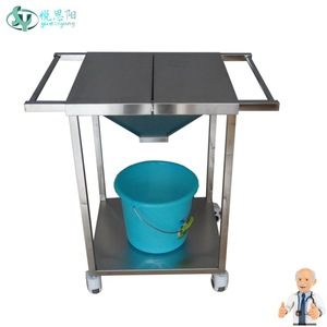 Chariot de nettoyage médical Yue Siyang en acier inoxydable avec couvercle double sens et seau pour soins chirurgicaux et rinçage, idéal pour usage hospitalier - Product Image 1