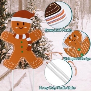 Letreros de jardín de jengibre navideños con estacas, material PP, corte personalizado, decoración para césped y jardín, para exteriores y hogar en época navideña - Product Image 3