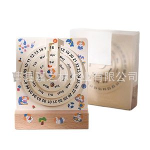 Calendario de escritorio giratorio con base de madera, calendario perpetuo con impresión digital para uso en oficina o estudio. - Product Image 5