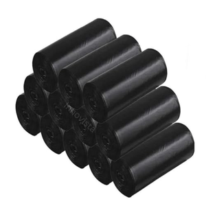 Rouleau de sacs poubelles noirs robustes à cordon, sacs poubelles en plastique, sacs poubelles recyclés en gros - Product Image 1