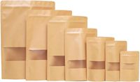 100 Sachets Doypack en Papier Kraft avec Fenêtre et Fermeture Zip, 7x10,25 Pouces, Sacs Refermables pour Fruits Secs et Noix