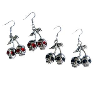 Punk Skull Cherry Dangle <b>Earrings</b> Gothic Skeleton Pendant <b>Earring</b> Hip Hop Jewelry for Women Men Halloween Party Decor Jewelry - Product Image 3