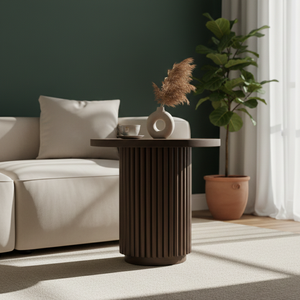 โต๊ะข้างไม้สักแท้ลายร่อง ดีไซน์หรูหรา สไตล์ร่วมสมัย มินิมอล เหมาะสำหรับห้องนั่งเล่น โรงแรม อพาร์ทเมนท์ เฟอร์นิเจอร์ดีไซเนอร์ - Product Image 3