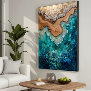 Luxury Epoxy Resin Wooden Handmade Modern Landscape Wall Art Decals LED Waterproof Natural Design Customized Designs Durable for - Product Image 3