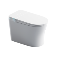 WC intelligent WaterMark, monobloc sans réservoir, à siphon en S allongé, en céramique blanche sans rebord, avec bidet chauffant à chasse automatique, commande latérale et LED