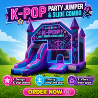 Château gonflable commercial Kpop pour parc d'attractions, avec toboggan et zone de saut, idéal pour événements extérieurs