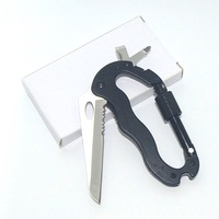 Outil multifonction 5 en 1, couteau mousqueton pliable, boucle de porte-clés en forme de D, outil de survie EDC