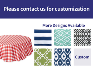 60 "r Polyester dễ dàng để làm sạch in không thấm nước oilproof bên ngoài trời Vòng màu đỏ và trắng kiểm tra Khăn trải bàn - Product Image 4