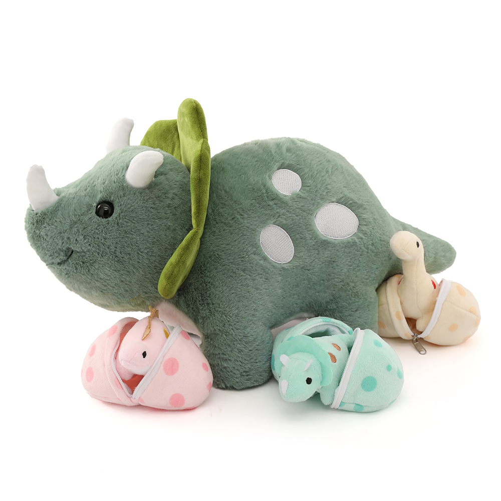 Ensemble de jouets en peluche Triceratops vert